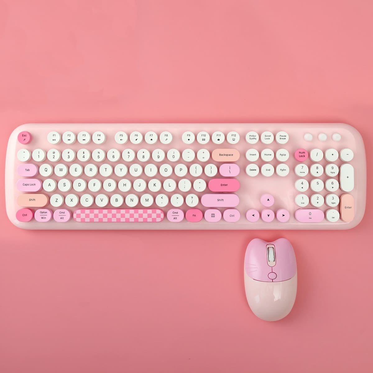 Teclado e mouse sem fio rosa para menina