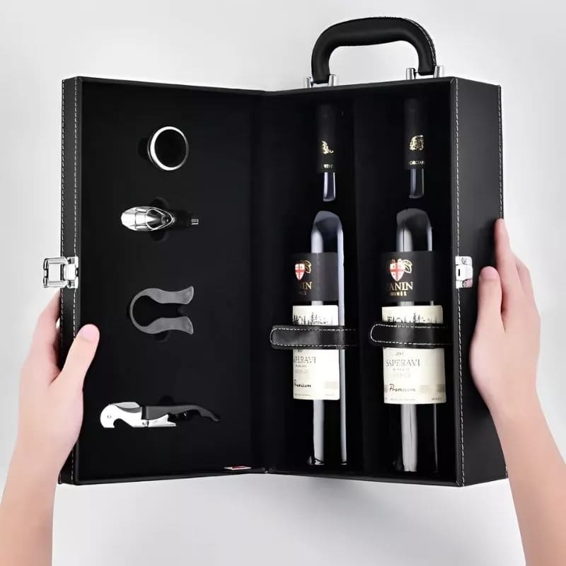 conjunto de vinho de luxo 2 garrafas de vinho conjunto de capa de couro embalagem para presente