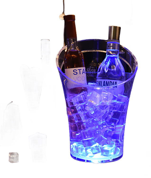 balde de resfriamento para gelo álcool vodka vinho champanhe iluminado led balde de cor