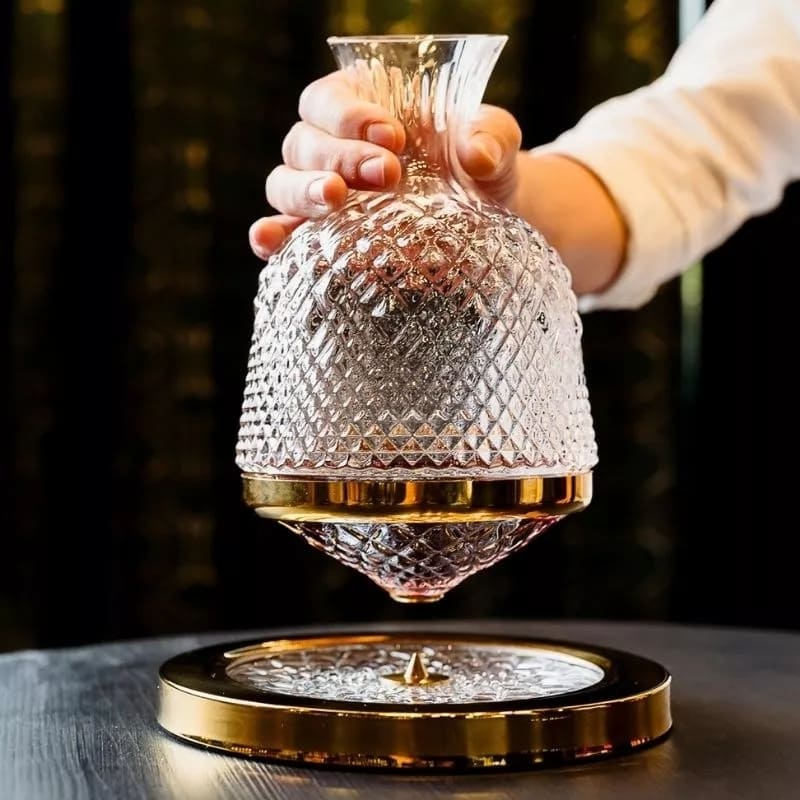 garrafa de luxo para bebidas vinho tinto, cristal giratório dourado