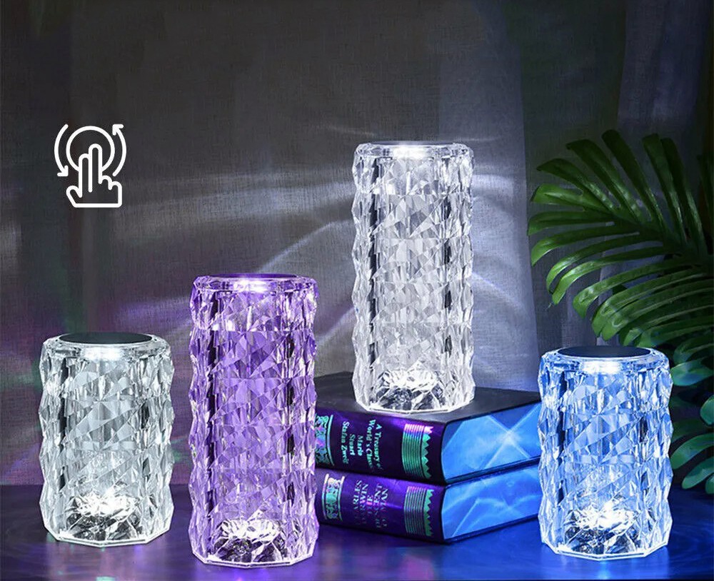 Luminária LED cristal para mesa led colorida com controle remoto