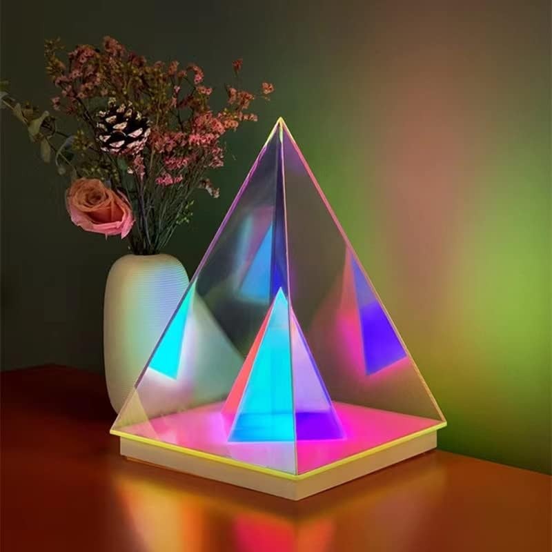 Lâmpada noturna de pirâmide 3D - iluminação de mesa para decoração de mesa