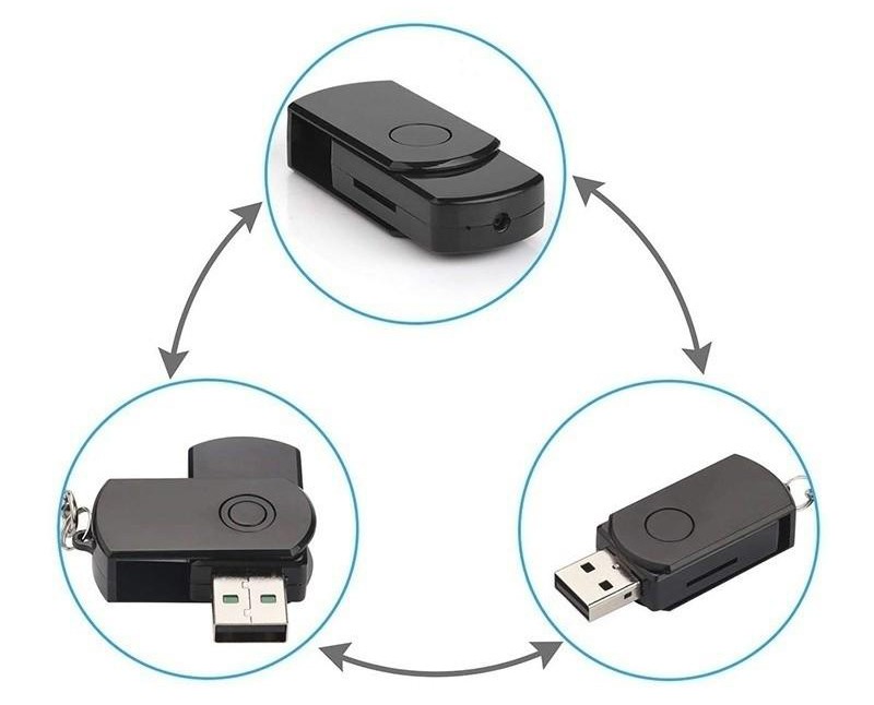 Mini câmera espiã com bateria recarregável embutida - disco usb