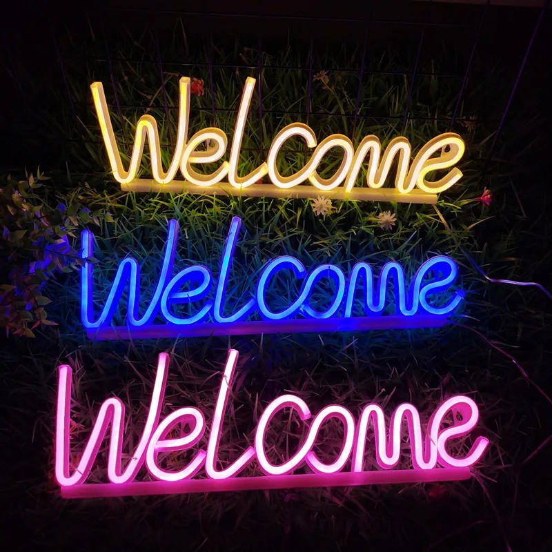Bem-vindo - Sinal de néon LED iluminado para publicidade