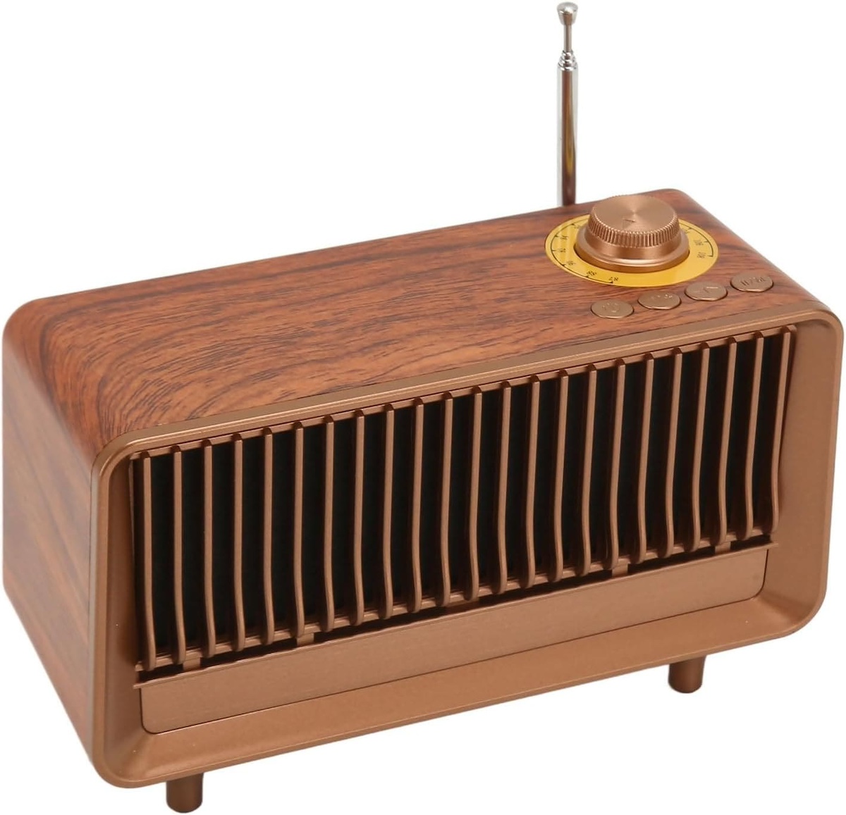 Rádio Bluetooth estilo vintage retrô feito de madeira