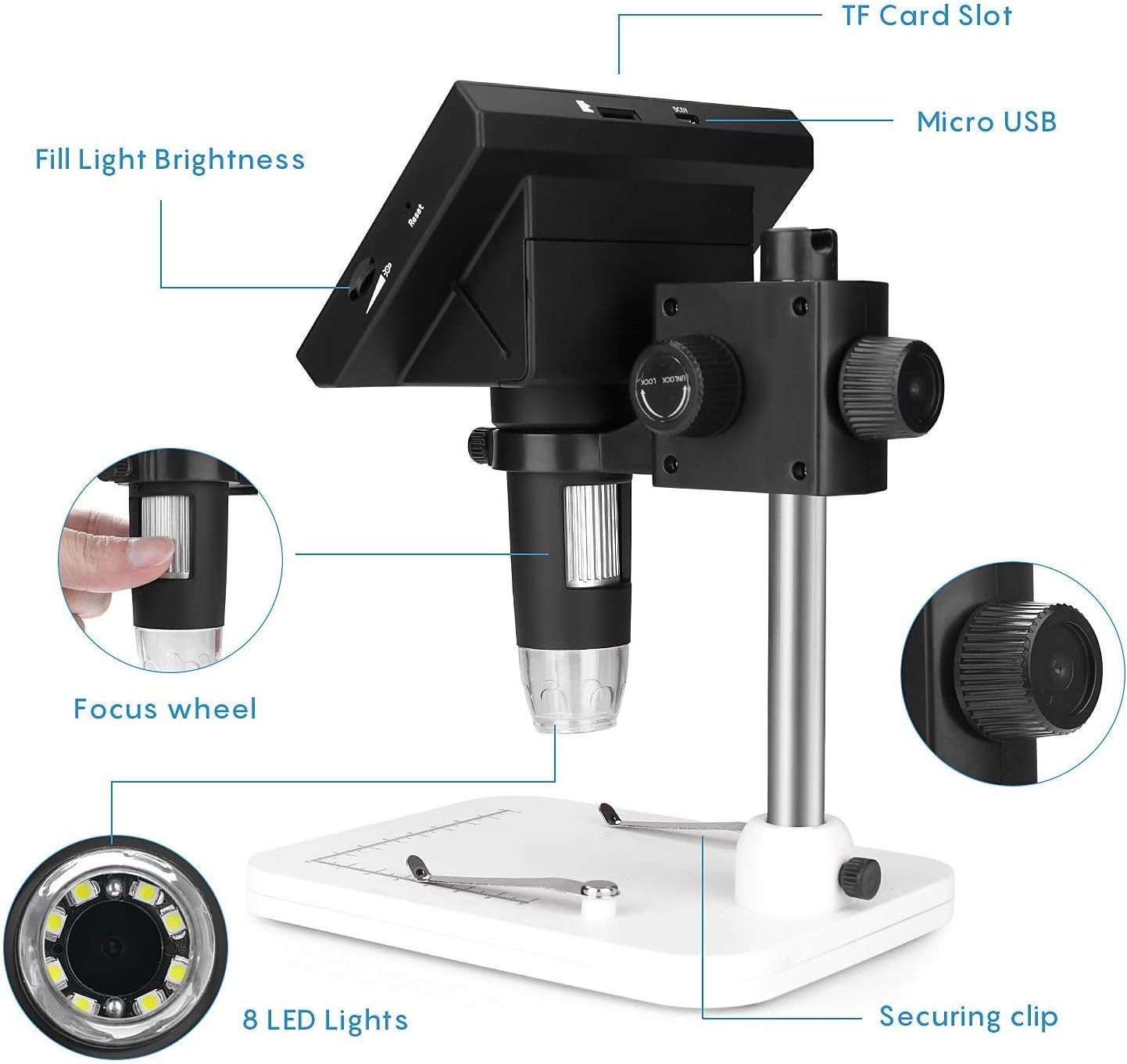 microscópios digitais para computador pc com led