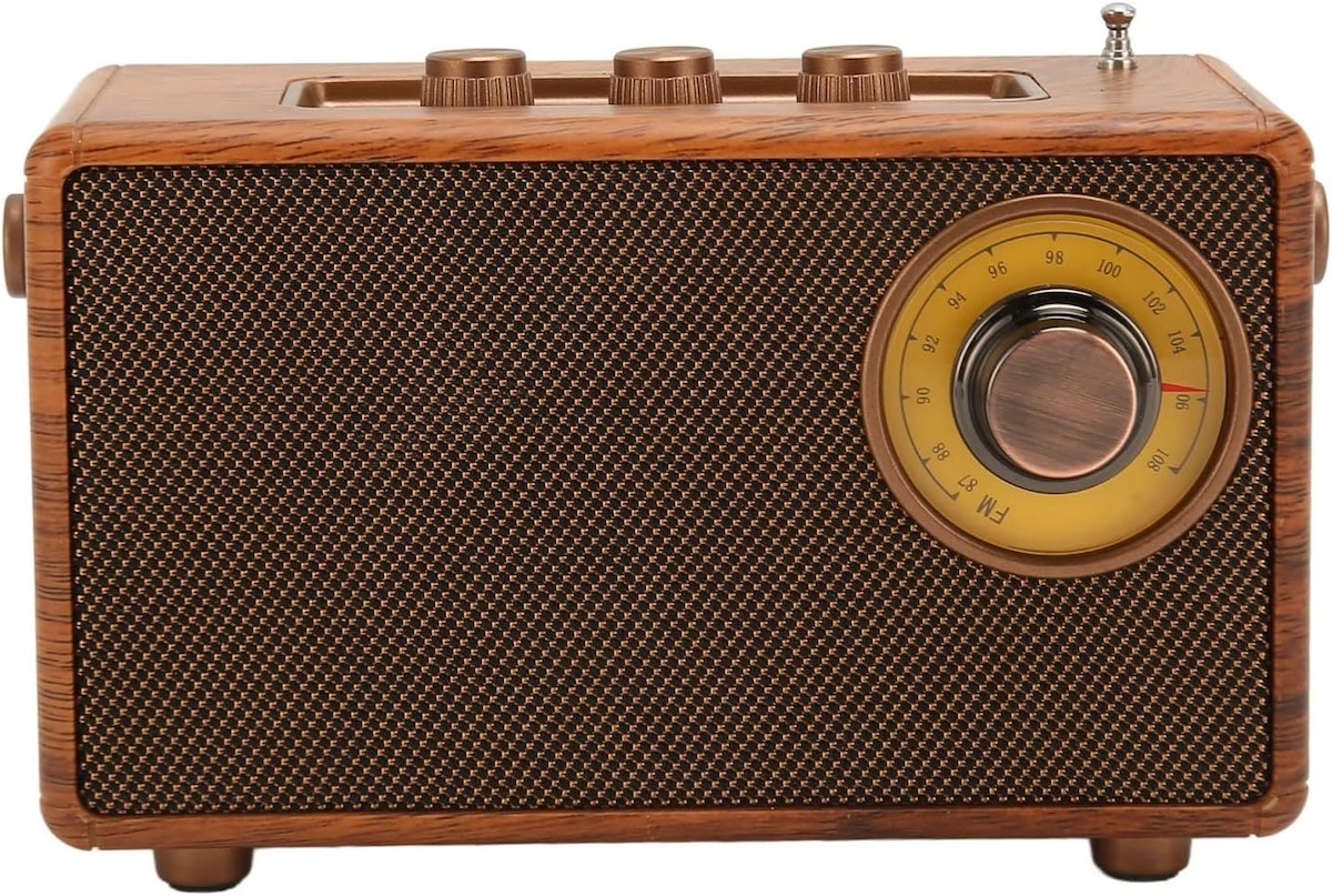 rádio retrô estilo antigo feito de madeira vintage mini pequeno