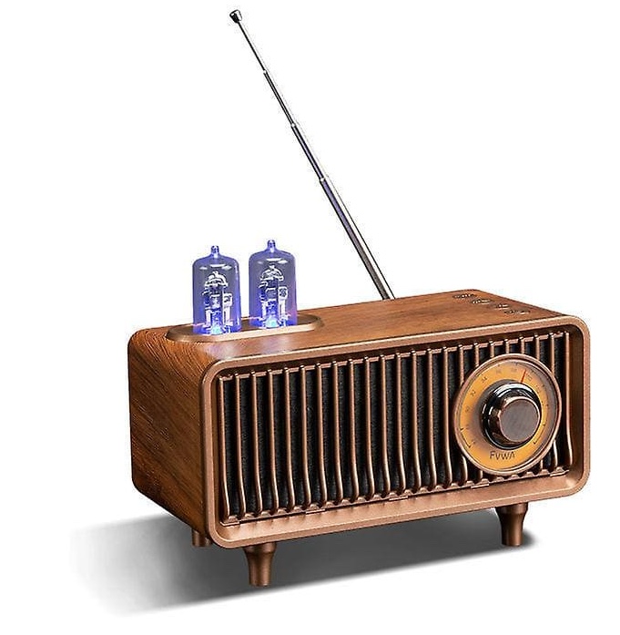 Rádio bluetooth retrô vintage de madeira