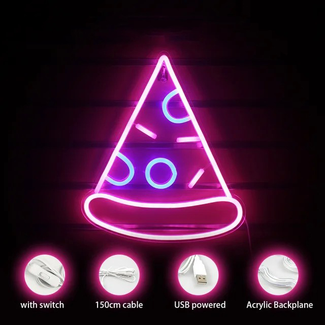 pizza levou publicidade sinal iluminado no logotipo da parede