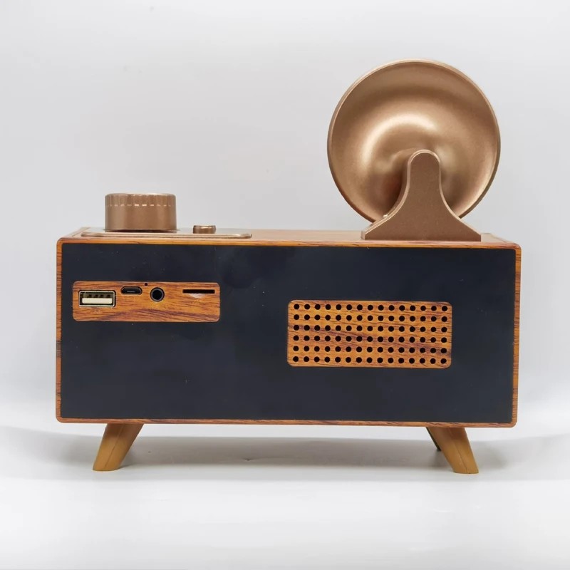 rádio antigo mini pequeno design de estilo vintage retrô de madeira