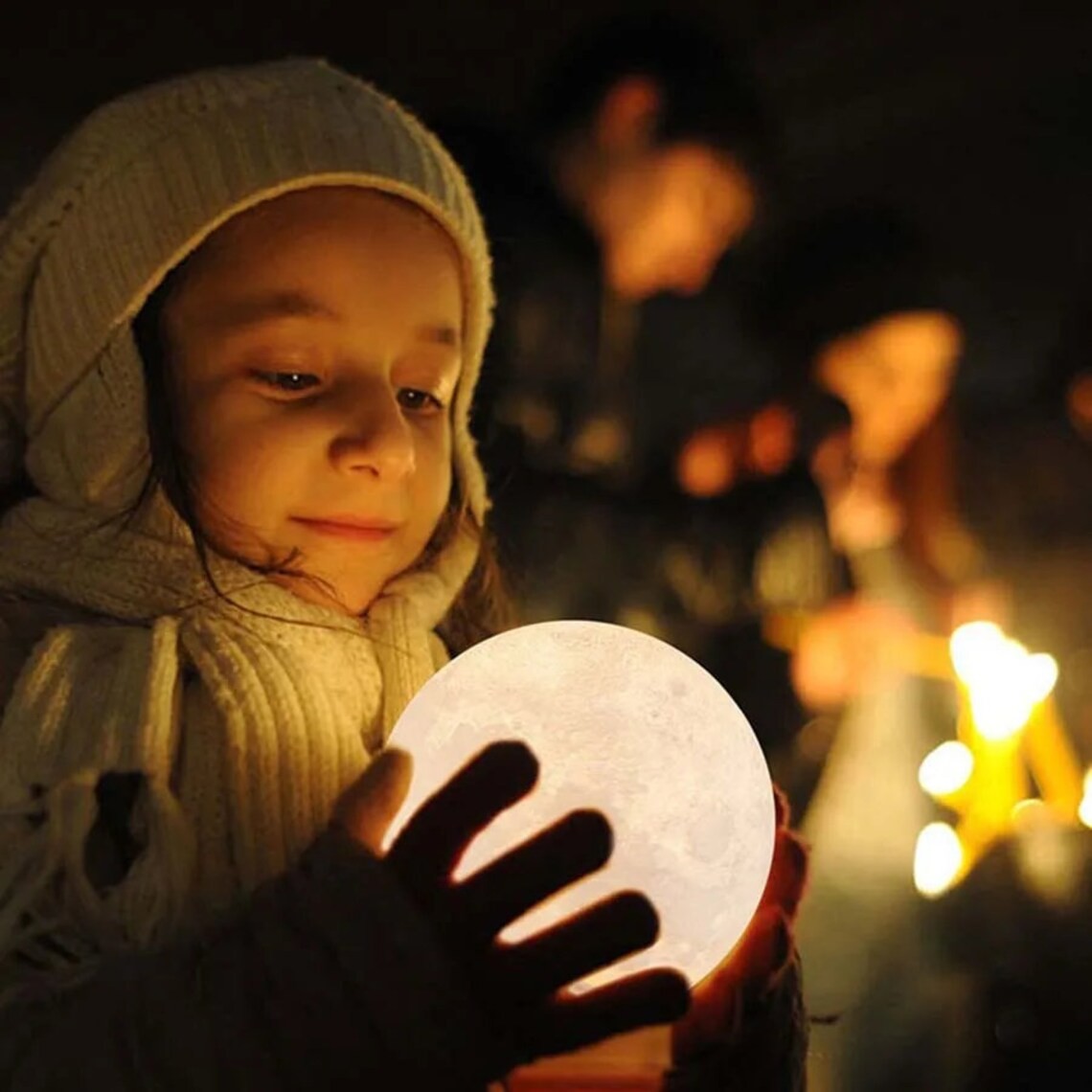 lâmpada noturna lua 3d luz led - lâmpada de luzes noturnas