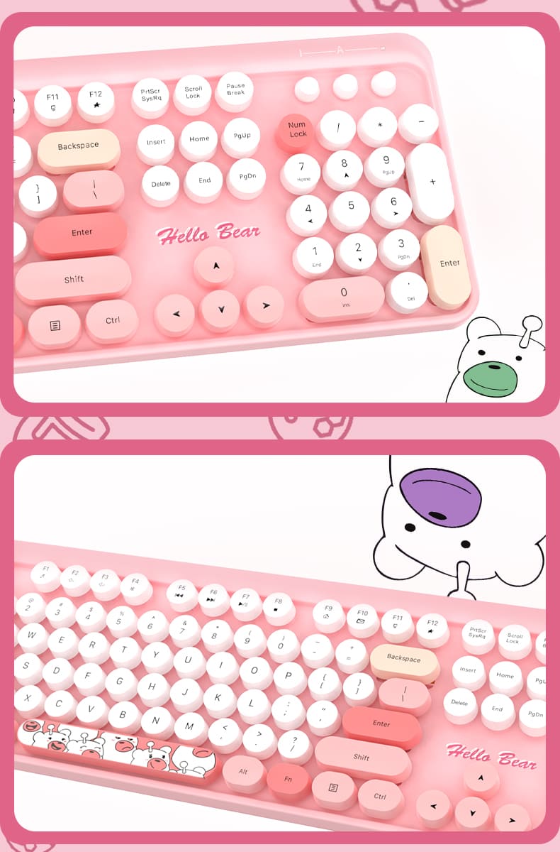 teclado rosa hello kitty design conjunto mouse stylova