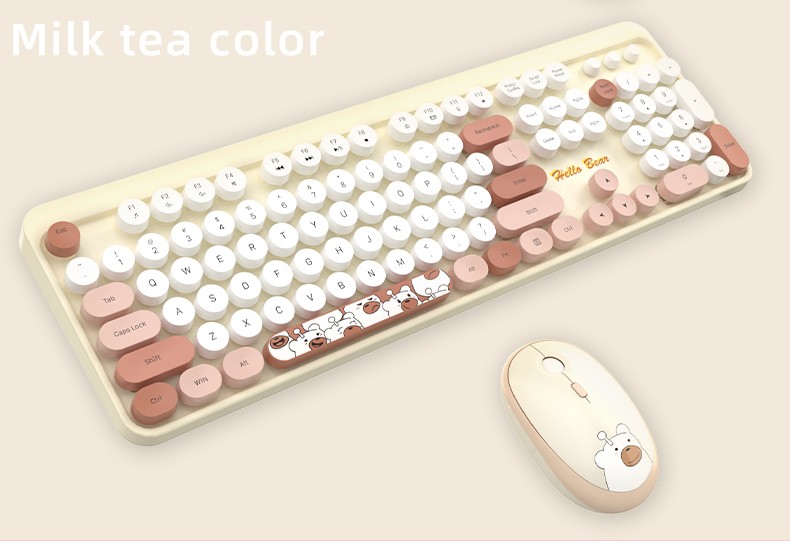 conjunto de teclado e mouse sem fio design de urso de pelúcia