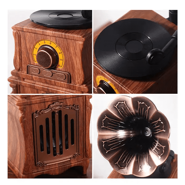 fonógrafo gramofone mini bluetooth vintage retro rádio