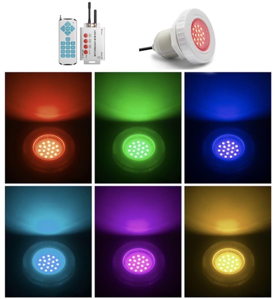 Iluminação de piscina - Iluminação LED RGB colorida para piscina, lago, fonte