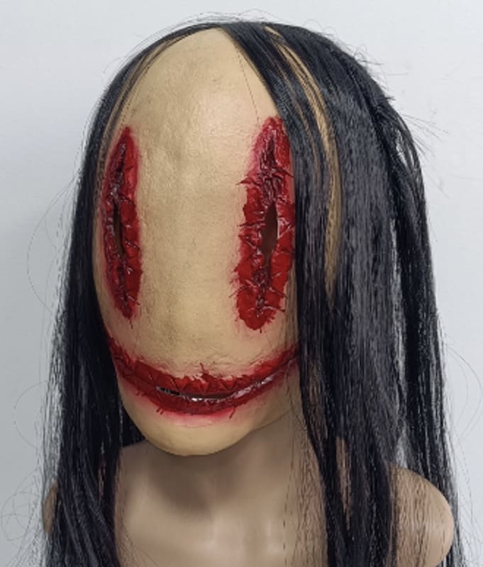 Máscara de terror feminina (olhos e boca recortados) - Máscaras de Halloween para meninas (crianças) ou adultos