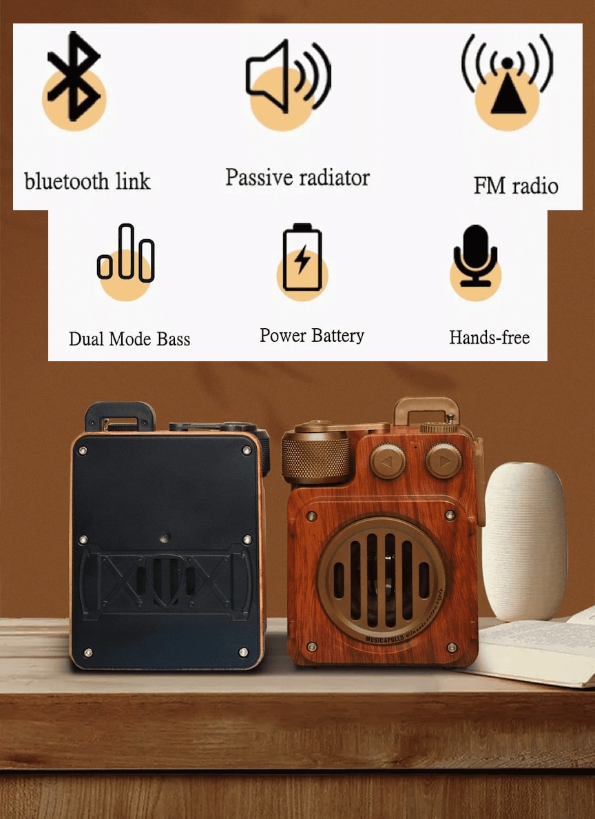 velho design rádio vintage retro design de madeira