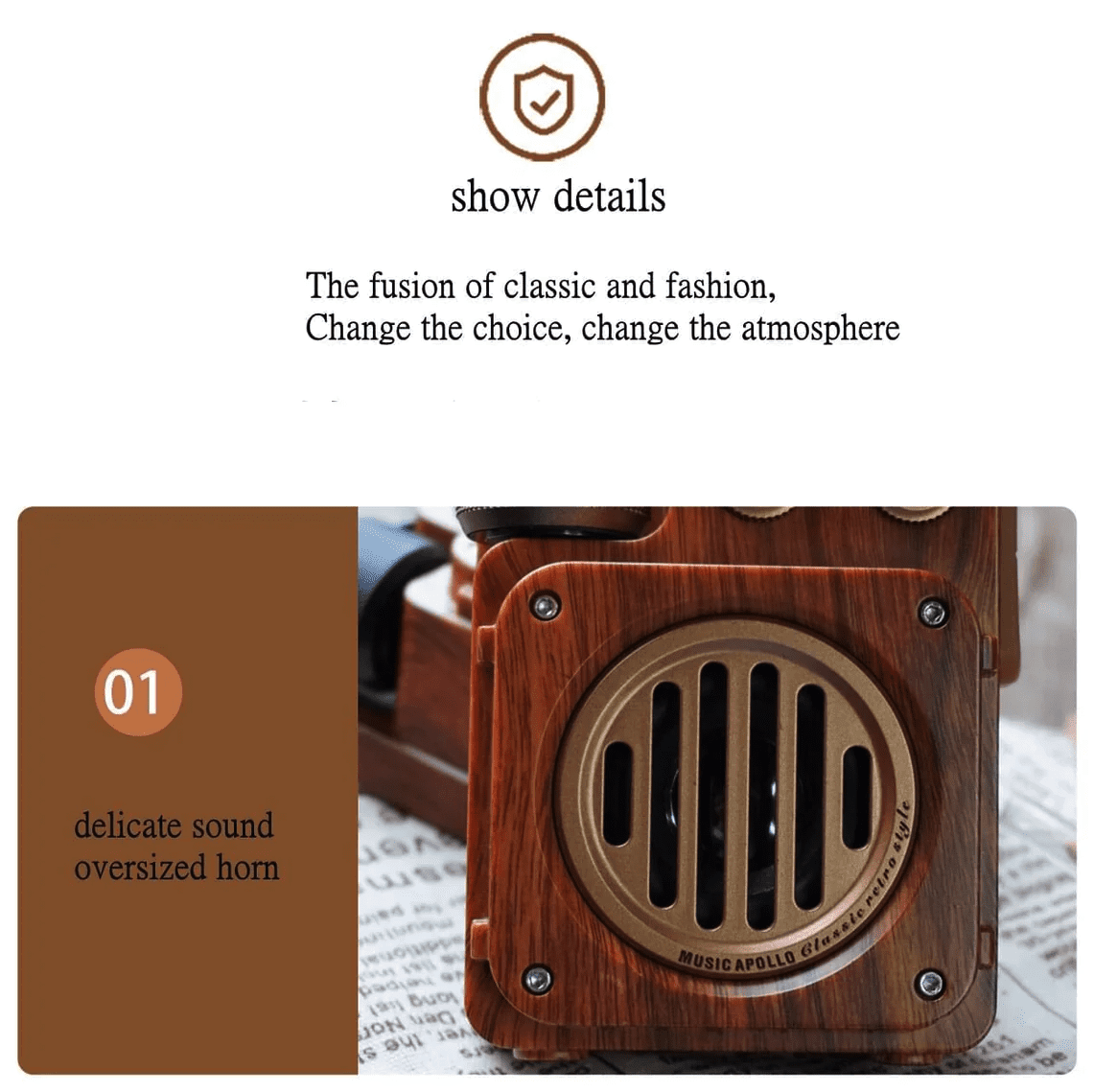 rádio feito de madeira vintage retrô design de receptor