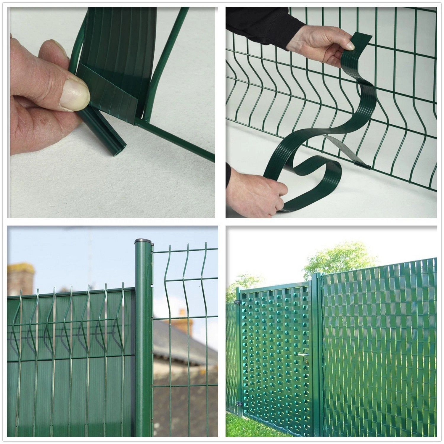 fita plástica flexível da privacidade do pvc para a cerca da malha 3d verde