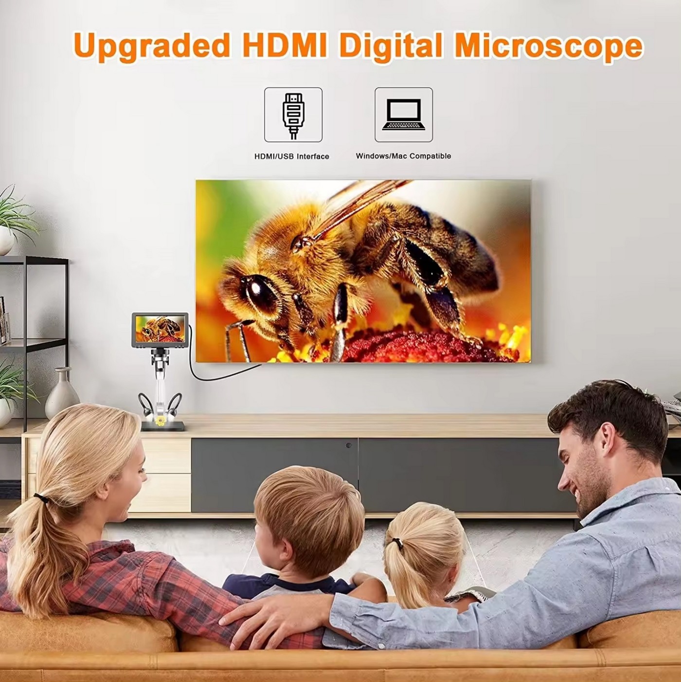 microscópio com display digital eletrônico full hd para tv de computador com função de zoom