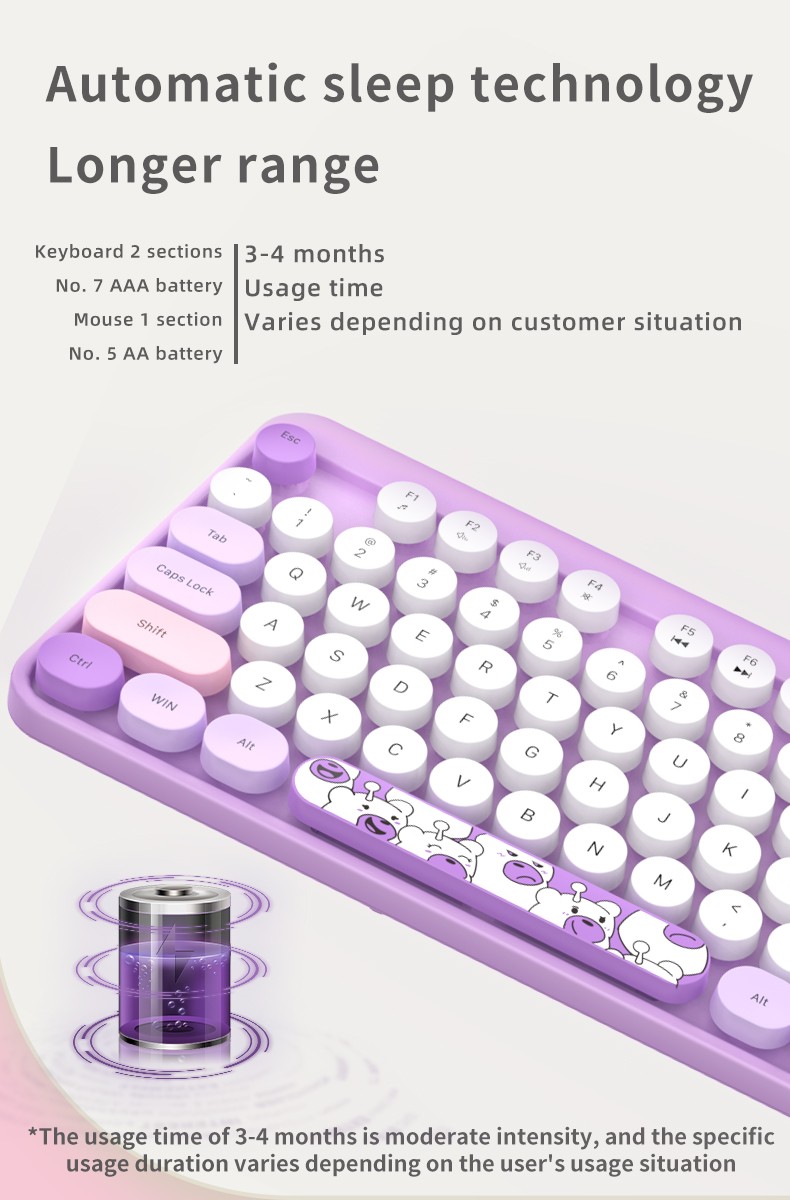 conjunto sem fio teclado e mouse estilo roxo moderno wifi